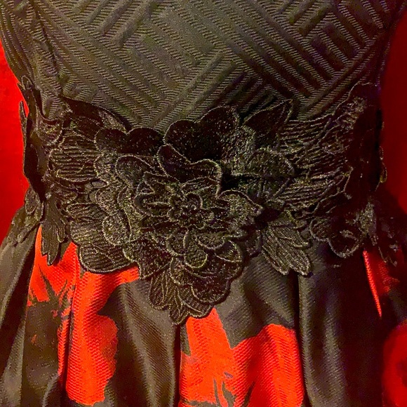 Custom Made Red and black mini fit and flare dress | size small - Picture 4 of 8